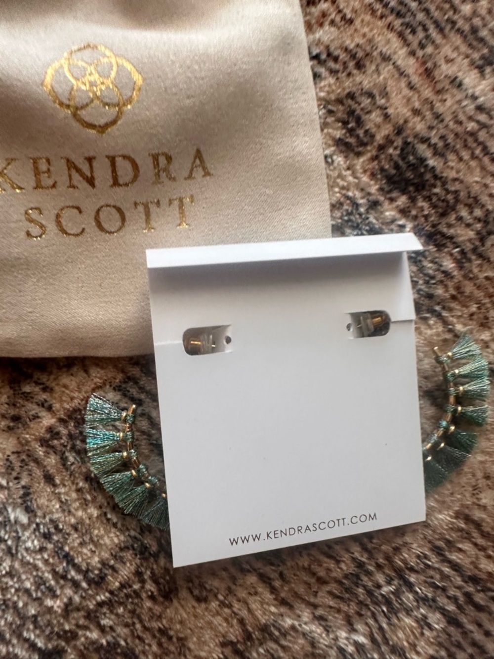 Kendra Scott Teal Fringe Hoop Earrings with Gold Accents - Picture 3 of 4